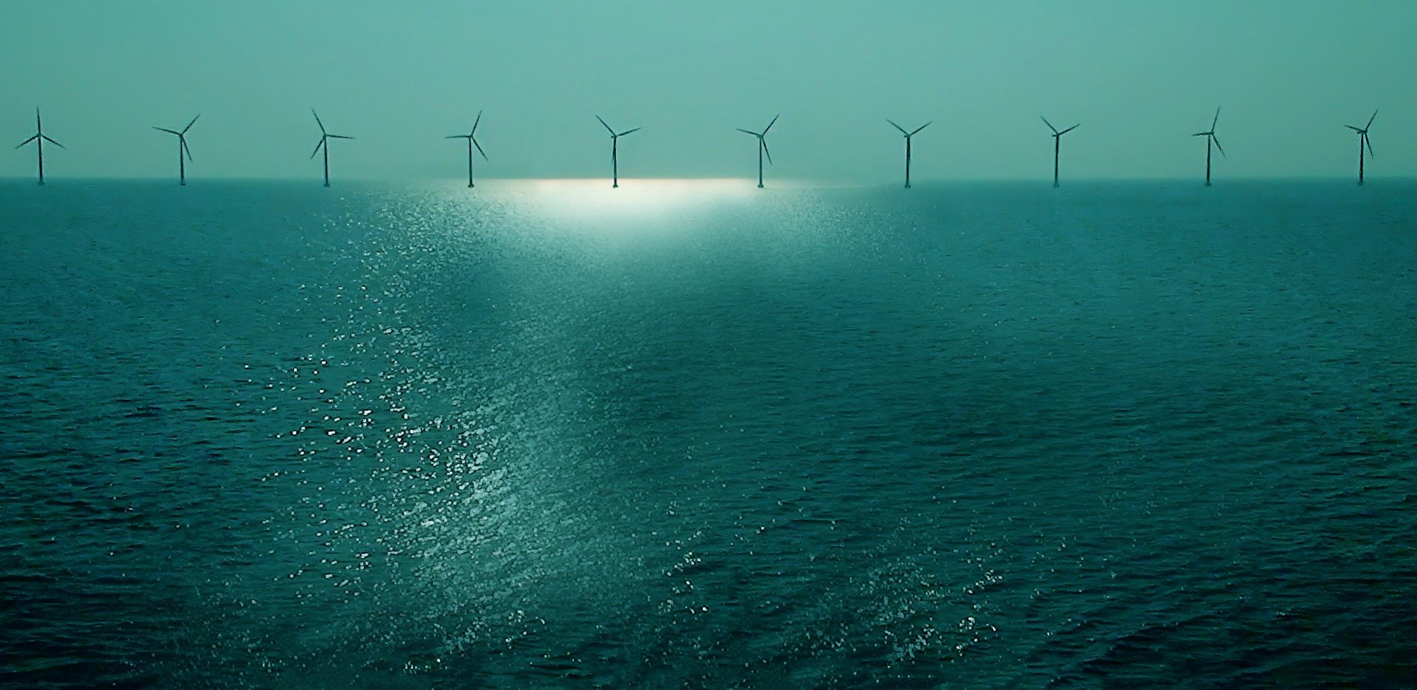 Offshore wind turbines at sea